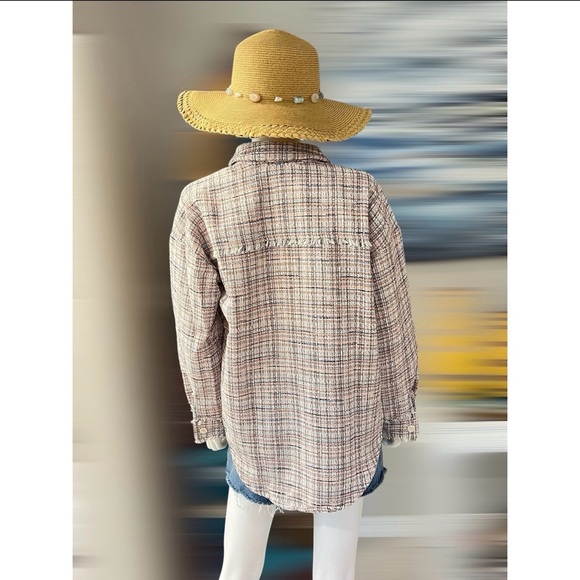PINCH tweed oversized button up top S L - Picture 6 of 8